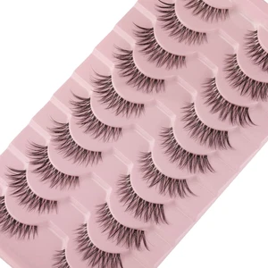 Falsche Wimpern Natural Lahes Wispy Russian Strip Lashes Clear Band 15MM Cat Eye - Bild 1 von 12