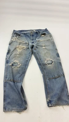 Key Imperial Jeans Mens 44x30 Blue Carpenter Workwear Distressed Ripped - Image 1 of 4