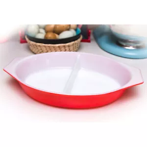 Vintage Pyrex ROT Freundschaft 1 Quart geteilt Auflaufform | Kein Deckel | Kostenloser Versand - Bild 1 von 12