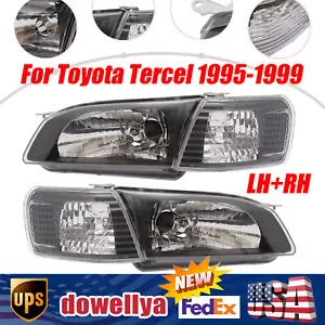 For Toyota Tercel 1995-1999 Pair Headlights Black Factory Style Left & Right - Picture 1 of 14