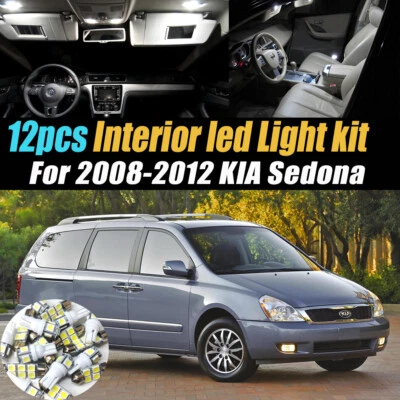 12Pc Super White Car Interior LED Light Bulb Kit Pack for 2008-2012 KIA Sedona - Image 1 of 4