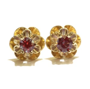 14k yellow gold .54ct round alexandrite gemstone buttercup stud earrings estate - Picture 1 of 7