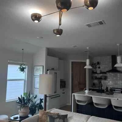 4 Light Curved Shade Sputnik Light Black Brass - Mid Century Ceiling Pendant . - Image 1 of 4