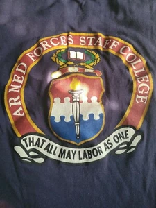 Vintage 80s ARMED FORCES STAFF COLLEGE blue Size M SHIRT SOFT Thin 50/50 - Picture 1 of 4