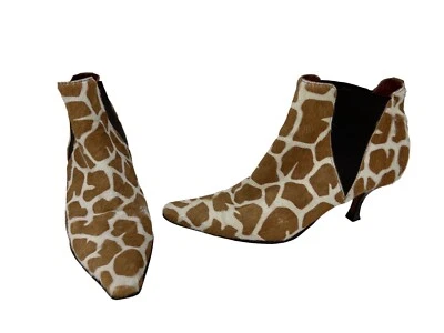 Donald J Pliner Puntera Cuadrada Botines Estampado Jirafa Piel con Elástico Talla 6.5 Foto 1 de 4