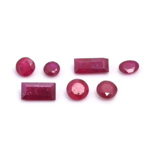 7 PCS Natural Red Ruby Multi Shape Faceted Loose Gemstone Lot ~ MULTI CUT - Picture 1 of 6