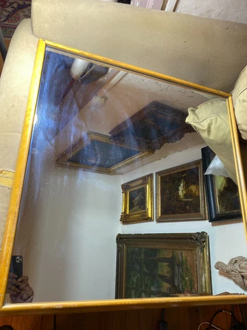 Large Vintage Wood Framed Square Mirror - 33.75" Tall x 33.75" Wide x 1.5" Cover