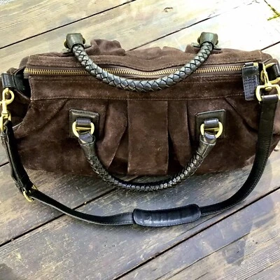 Bolso Bandolera Banana Republic Hombro Marrón Cuero Gamuza Genuino Foto 1 de 4