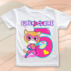 Super Kitties Ginny Custom Birthday T-shirt kids size 4 White short sleeve