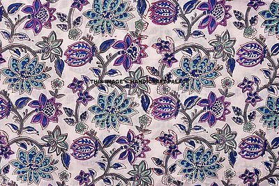 2.5 Yard Indian Hand Block Print Pure Cotton Fabric Sanganeri Running Fabric - Image 1 of 4
