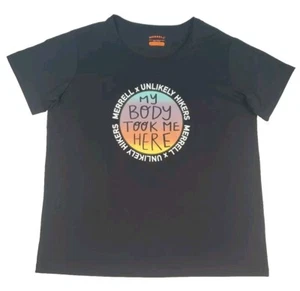 Merrell x Unlikely Hikers Women's S/S T-Shirt Tee "My Body Took Me Here" NEW! - Picture 1 of 7