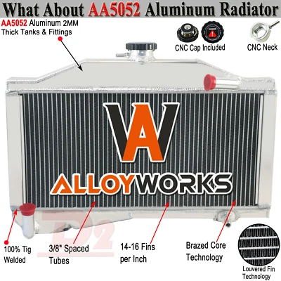 Radiador de aluminio de 2 filas para Morris Minor 1000 948/1098 L4 MT 1955-1971 1959 Foto 1 de 4