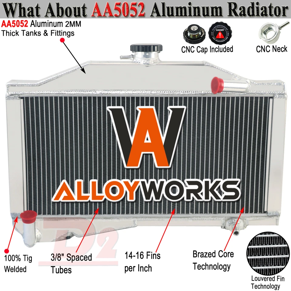 Radiador de aluminio de 2 filas para Morris Minor 1000 948/1098 L4 MT 1955-1971 1959 Foto 1 de 4