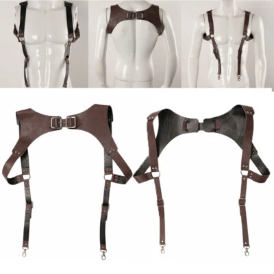 Adjustable Leather Shoulder Chest Belt Suspender Harness Belt Strap Unisex Brown - Image 1 of 4