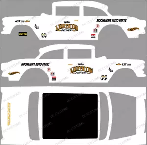 55 CHEVY GASSER (NON-WHITE TONER) DECALS WHITE LIGHTNING DELIVERY - Picture 1 of 1