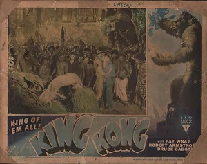 FAY WRAY & BRUCE CABOT in ''King Kong'' Original COLOR LOBBY CARD 1946 - Picture 1 of 2