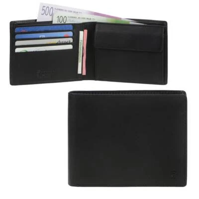 Esquire Geldbörse SLIM Herren schwarz Leder dünn flach Portemonnaie 8KF - Bild 1 von 4