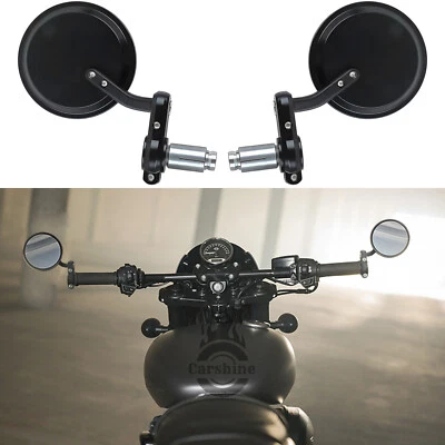 Motorcycle 7/8" Bar End RearView Side Mirrors For Harley Davidson Street Rod 750 Foto 1 de 4