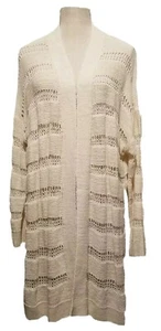 Old Navy Sweater XXLarge Ivory Pointelle Loose Knit Open Cardigan Kimono New - Picture 1 of 9