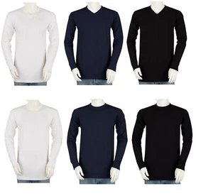 Styllion Mens Shirts V Neck C Neck- Long Sleeve - Mid Weight - S TO 7XLT - Picture 1 of 17