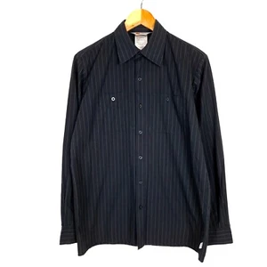 CARHARTT RUGGED Men Shirt Size M Regular Fit Black Striped Polyester Blend - Picture 1 of 8
