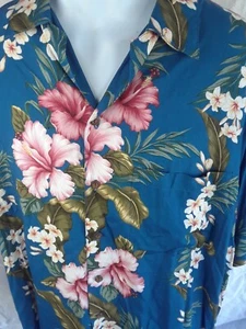 Iolani Hawaiian Shirt Mens L floral Button Up Short Sleeve Island Ocean luau c6 - Picture 1 of 4