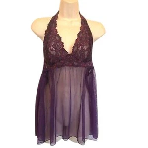 Victoria's Secret Medium Babydoll Dessous Negligee Spitze Nachthemd weinrot lila - Bild 1 von 9