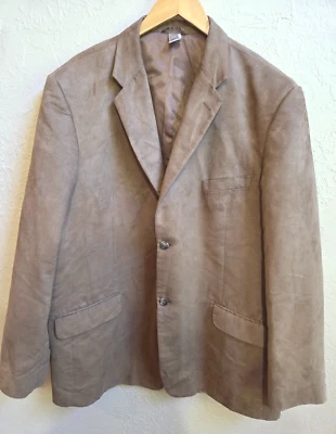 Concepts By Claiborne Blazer Sport Coat Mens XXL Tan Polyester Suede 2 Button - Image 1 of 4