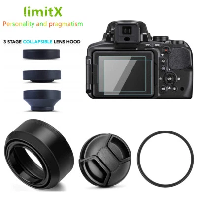 UV Filter Lens Hood Cap 2x LCD Protector for Nikon Coolpix P900 P950 P1000 P1100 - Image 1 of 4