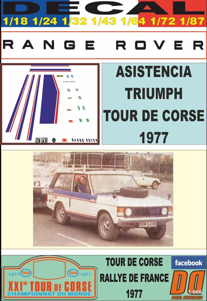 DECAL RANGE ROVER 3,5 V8 ASISTENCIA TRIUMPH TOUR DE CORSE 1977 (06) - Image 1 of 1