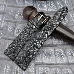 20mm/16mm Polished Stingray Leather Watch Band   Pearls Exotic Leather - Picture 1 of 11