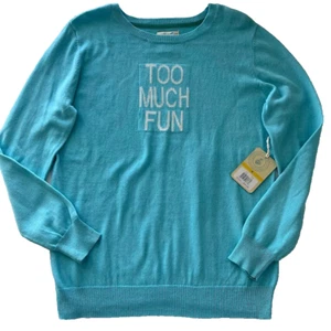 Caribbean Joe Women's  Pullover Knit Sweater Too Much Fun Aqua Blue  Size M  - Picture 1 of 10