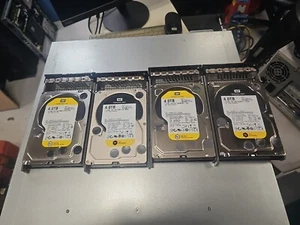 4 X WESTERN DIGITAL 4TB 3.5" SAS HDD WD4001FYYG 7.2K 32MB BUFFER with Caddies. - Afbeelding 1 van 17