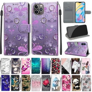 Magnetic Leather Wallet Pattern Case Stand Cover for iPhone 14 Pro Max 13 12 11 - Picture 1 of 101