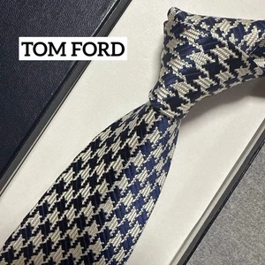 Tom Ford Neck Tie Navy White Plaid 100%Silk Made in Italy  no box - Picture 1 of 6