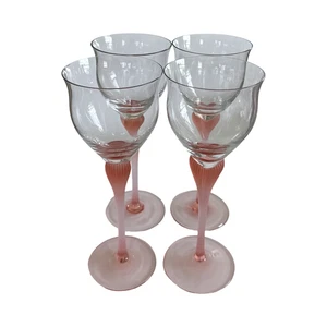 "Juego de 4 copas de vino vintage Mikasa rosa con tallo acanalado, 9 1/4"" estilo Memphis años 80" - Imagen 1 de 4