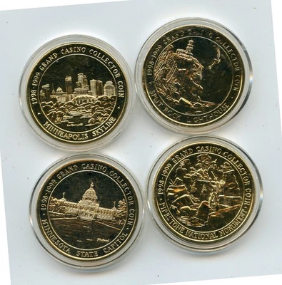 Set of 4 Casino Tokens from the Grand Casino Minnesota Landmark Series 1999 - Image 1 of 4