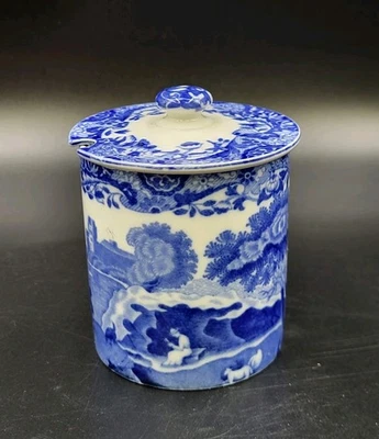 Vintage Spode Blue Italian Marmalade Pot And Lid, Damage  - Image 1 of 4