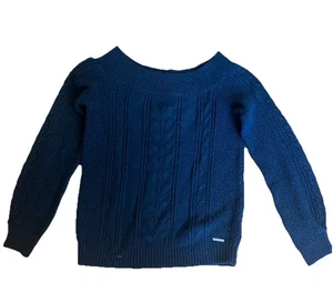 abercrombie fitch cable knit Scoop Neck sweater Black M - Picture 1 of 4