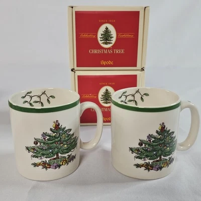 Vtg Spode Christmas Tree Mugs 9oz Set Of 2 S3324-A6 Original Boxes England READ⬇ - Image 1 of 4