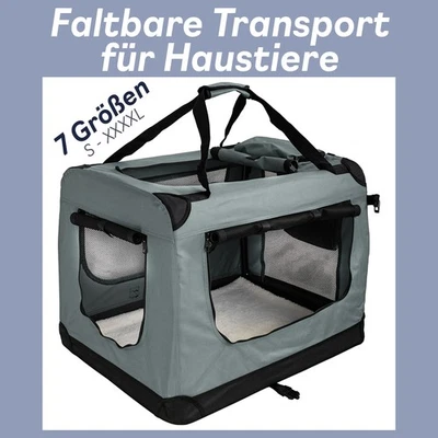 Transportbox Faltbar Box Hund Transporttasche Katze Dunkelgrau 7 Größen Petigi  - Bild 1 von 3
