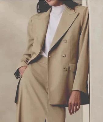 Blazer/chaqueta Banana Republic para mujer Vasto relajada de lana italiana beige tostado talla 12 Foto 1 de 4