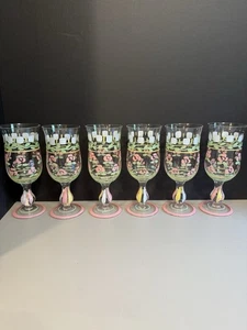 Hand Painted Goblets / Glasses - Multicolor Floral Design (Set of 6) - Picture 1 of 11