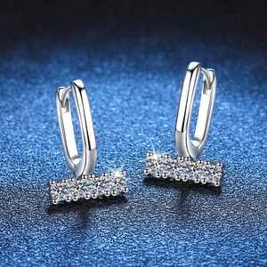 0.8ct 3MM Moissanite Hoop Earrings for Women 925 Sterling Silver Pass Tester - Picture 1 of 9