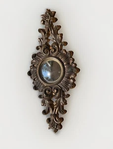Vintage Ornate Convex Mirror | Hollywood Regency Rococo Wall Decor| Mid Century - Picture 1 of 11