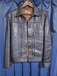 Y'2 LEATHER Indigo Horse 1st Denim Jacket IB-140 Size 42 Used - Picture 1 of 6
