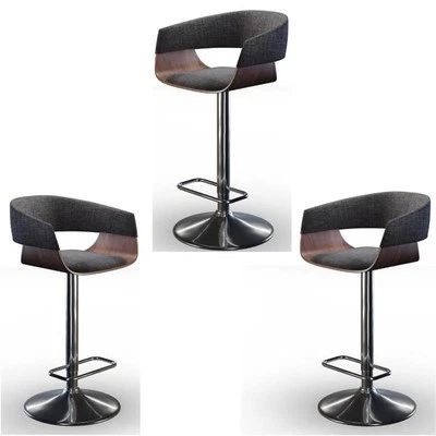 Home Square 3 Piece Adjustable Swivel Fabric Bar Stool Set in Charcoal Gray - Image 1 of 4
