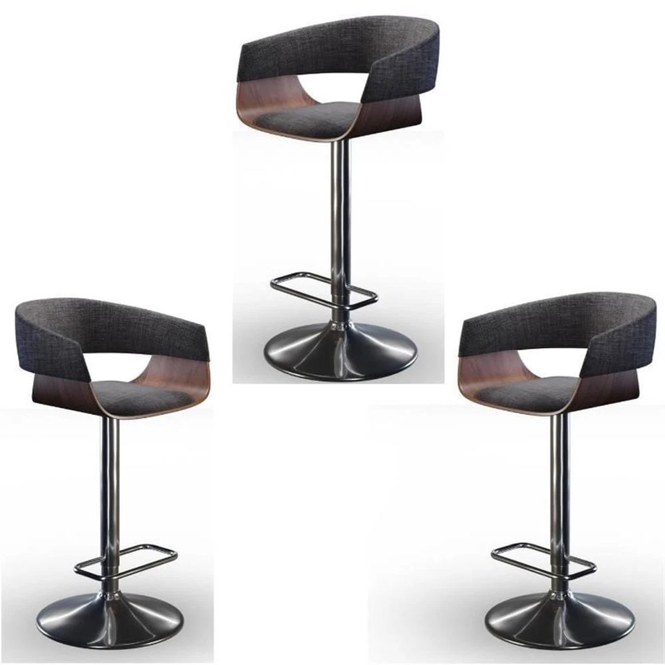 Home Square 3 Piece Adjustable Swivel Fabric Bar Stool Set in Charcoal Gray - Image 1 of 4