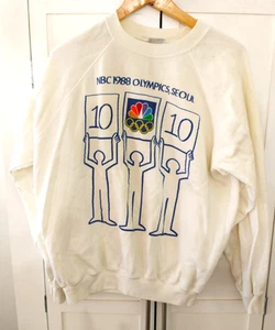 Vintage 1988 NBC TV 24th Olympics, Seoul South Korea White Sweatshirt Size XL - Bild 1 von 4