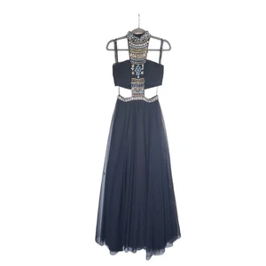 Sherri Hill Exotic Beaded Crystal Elegant Cut Out Black Formal Prom Dress Size 2 - Picture 1 of 17